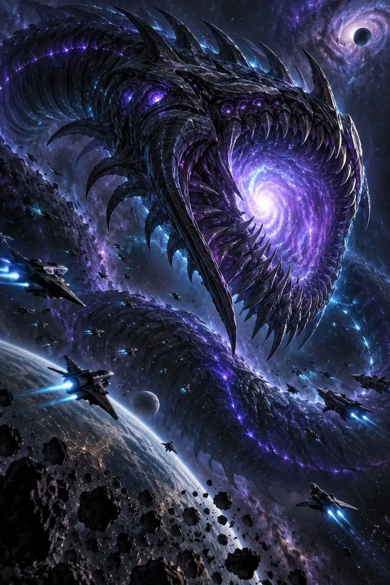 The Leviathan — a colossal world boss devouring a galaxy